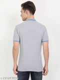 Grey cotton short sleeve solid polo t-shirts for men, Masculino Latino brand from India