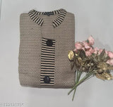 Beige wool v-neck kurtis & kurtas, self-design knitted style for women, single sizes M to XXL