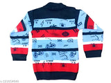 Multicolor woolen sweater for boys, size 3-12 years, printed pattern and long sleeves. Handcrafted in India