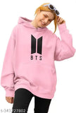 Fleece women's BTS printed hoodie, stylish design with long sleeves, size S-XL, India origin