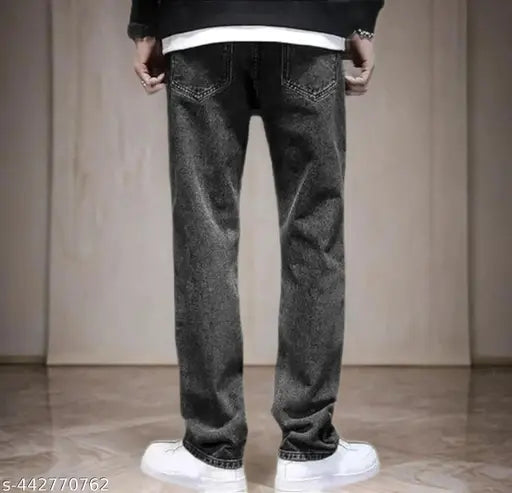 Denim boot cut jeans for men under 460, black blast solid color, high-quality denim with four pockets