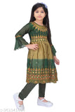 Cotton blend girls dress set, three-quarter sleeves printed net, 4-5 years old Indian fashion for kids
