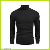 Cotton high neck t-shirt for men, solid color with long sleeves on clothing rack