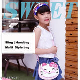 Light Pink Fabric and PU Leather Cartoon Character Combo: Crossbody Purse, LED Pen Handbags, Wallet & Sling Bag - Ideal Kids' Birthday Gift