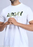Green polycotton Men's Army T-shirt with American military style print, featuring armed forces design