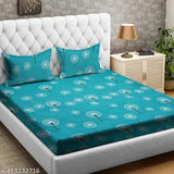 HazyDecor botanical 100% glace cotton king size bedsheet with 2 pillow covers, ideal for summer