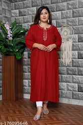 Rayon striped ethnic kurti with three-quarter sleeves, designed for family functions and events, India origin