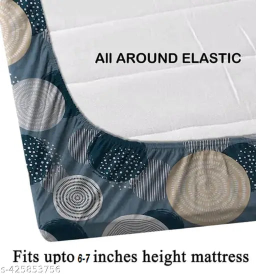 Soft cotton geometric double bedsheets with 2 pillow covers, ideal for summer. Size: 72x78x7 inches (bedsheet) and 16x26 inches (pillow cover). Made by TerryFox, origin India