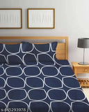 Glace cotton geometric-patterned, superfine elastic fitted bedsheet for adult double queen size, made in India