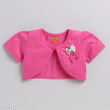 Cotton floral print frock & shrug for girls (6-12/12-18 months), India-made, vibrant floral pattern, playful layered outfit