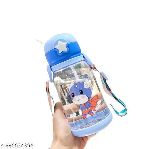 Blue superhero kids sipper bottle, anti-leak design with cute cartoon theme - 600ML water bottle for kids in blue plastic material
