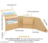 Beige PU leather bi-fold wallet for men, textured design with 2 cash compartments, 3 card slots, and transparent slot. Made in India