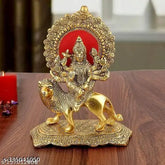 Golden metal Durga Maa Murti statue, intricately crafted for Navratri Pooja, Temple decor, home or office. Indian religious idol gift article (170gm, 3.5x4.5x2 inches)