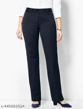 Cotton-lycra solid-colored women's formal pants for office - Indian design