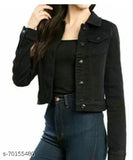 Trendy denim plane full sleeve cotton jacket & waistcoat, solid women's garment in cotton blend, long sleeves, India origin