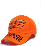 Embroidered orange cotton baseball cap, size M, Indian-made