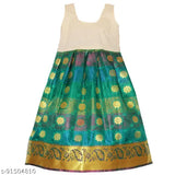Cotton Silk Girls Lavanya Pattu Lehanga Choli with waist belt, traditional floral Indian outfit for kids aged 6 months to 8 years