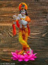 Marble Krishna idol, 5.5x5.5x11 inch Lord Kamal Krishna showpiece from ASHA ART, Indian craftsmanship
