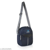 PU Unisex Sling Bag, 5 compartments, embroidered net pattern. Ideal for office, business travel