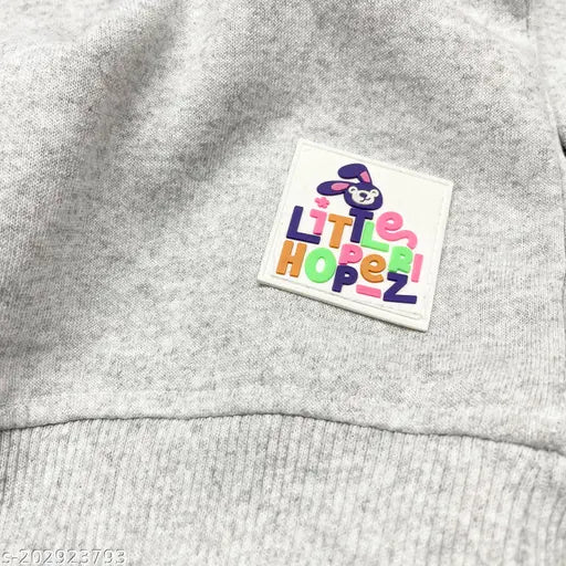 Cotton fleece winter sweatshirt for baby boys & girls, printed net pattern in India, 6-24 months size range