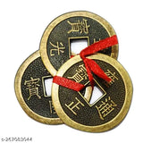 Buddha Potali and 3 lucky coin set in poly resin, Indian combo pack for wealth and prosperity