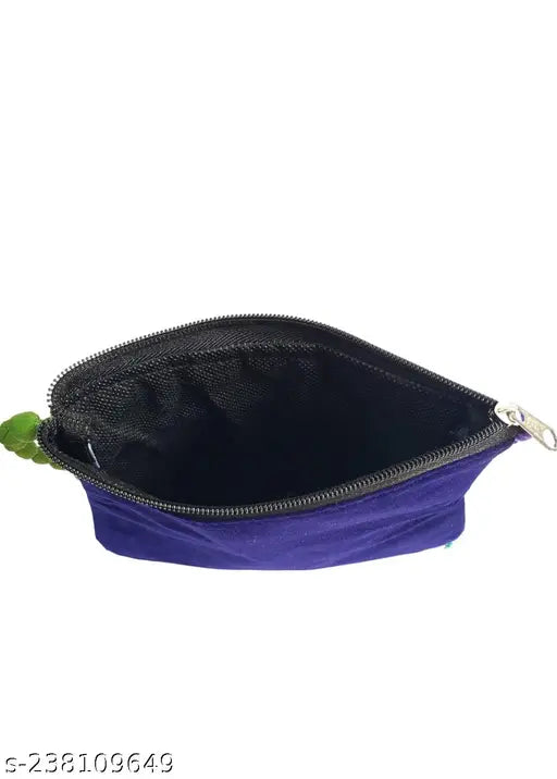 Stylish Rajasthani blue sling bag, handcrafted embroidered net fabric, free size, India-origin accessory