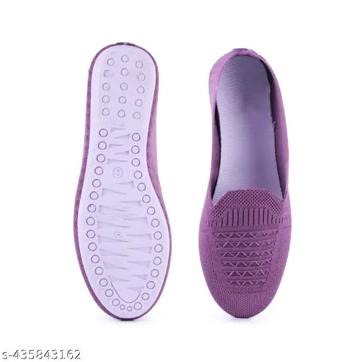 Textured mesh ballerina flats with ankle loops, casual footwear from India