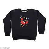 Navy blue cotton blend sweatshirt with printed net design for baby boys and girls, perfect for winter wear