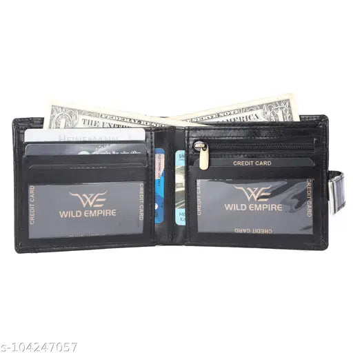 Stylish faux leather men's wallet, solid design, free size (11cm x 8cm), handmade in India