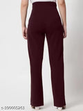 Cotton blend high-rise bell-bottom trousers set, solid color, versatile for women's fashion (3pcs: 26, 28, 30)