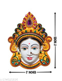 Yellow Polyfibre Mahalaxmi Face Goddess Lakshmi Mukhota, traditional Indian god idol for prosperity and wealth worship. Dimensions: 15 x 13 x 4 cm (approx.), weight: 75 grams (approx.)