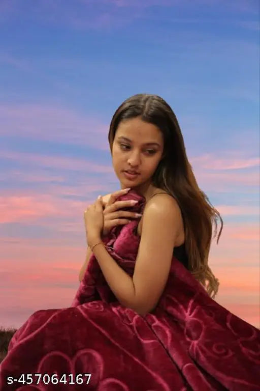 GKM Floral Double Mink Polyester Blanket for Heavy Winter, 90x86 inches, microfiber, rich floral design