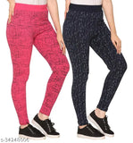 Printed cotton blend fancy women's jegging, free size with 34 waist, 39 length, and 36 hip measurements, made in India