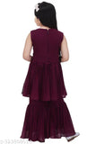 Indian Georgette Anarkali Sharara Set for Girls, embellished sleeve, knee length. Traditional charm meets modern elegance