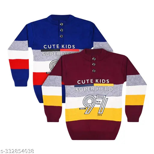 Modern woolen sweater for kids in trendy printed net design, unisex style for ages 2-10. Cozy and chic winter wear. #KidsFashion #TrendySweaters #WinterWear #UnisexStyle #BoysAndGirlsFashion #StylishKids #CozyAndChic #WoolenSweater #ModernKidsWear #IndianCraftedFashion