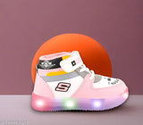Handly Collection pink EVA LED Velcro shoes for outdoor sports, lightweight and breathable, glow-in-the-dark design, ideal for kids' first steps (2-5 years), made in India