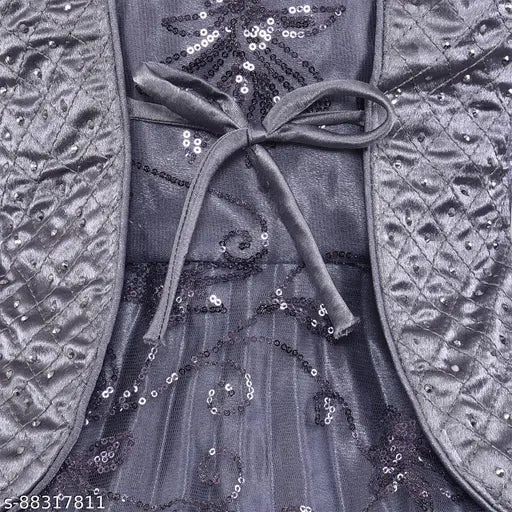 Grey net frock dress for little princesses | Silver Kraft, India