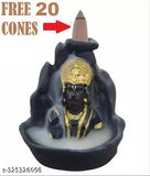 Handcrafted, detailed Hanuman ji Statue Idol Bajrangbali incense holder with 20 free smoke cones, polyresin decorative showpiece, 10 cm x 11 cm x 8 cm, India origin