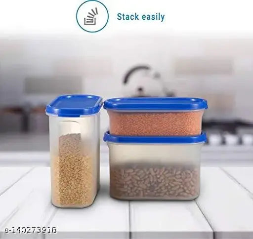 BPA-free plastic airtight containers (500ML, 1500ML, 2000ML) for food storage, stackable & clear for easy organization, Indian-made