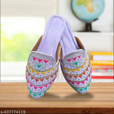 Purple embellished net PVC slip-on sleeper, size IND-7 from India