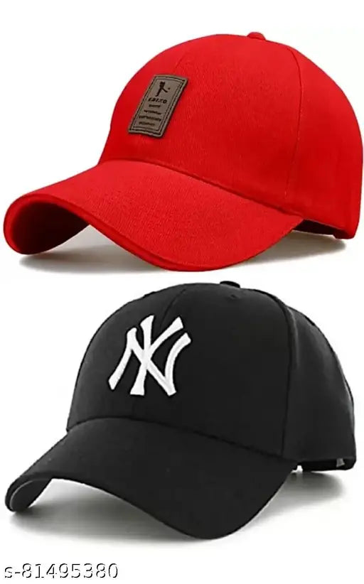 Elite Men's Cotton Baseball Caps, embroidered net design, 2-piece unisex set from India