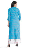 Blue Rayon Women & Girls 3/4 Sleeve Printed Kurta with Palazzo Set - Indian designer print, rayon fabric, machine washable