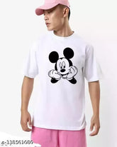 Oversized cat mouse print cotton T-shirt for men & boys, soft and breathable, perfect all seasons