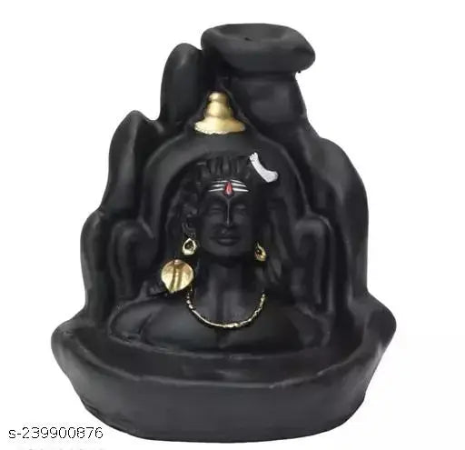 Handcrafted polyresin Aadiyogi Shiv statue with backflow incense cone showpiece, Indian artisan-made, 8cm x 12cm x 10cm, includes 21 incense cones