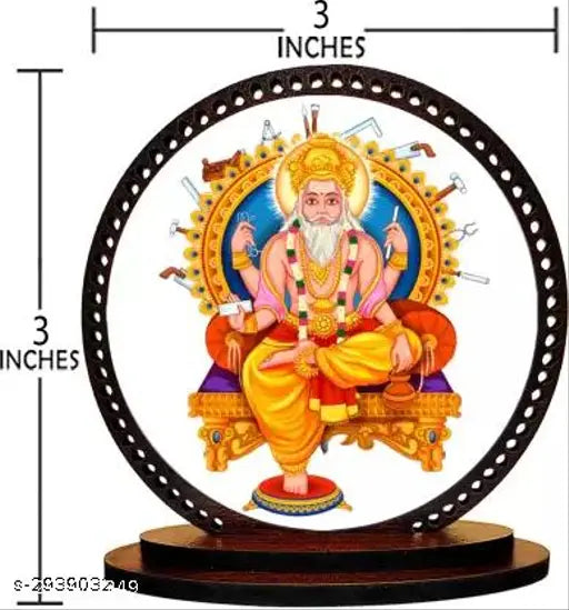 Indian Giftlab Vishwakarma double-sided dashboard idol, modern religious showpiece for car and home decor