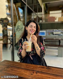 Rayon floral embroidered midi A-line dress, multicolor for women party wear