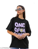Oversized black one-of-a-kind print cotton t-shirt, durable and breathable with double-stitched hems, India origin