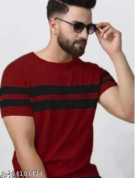Striped cotton half sleeve t-shirt, new classical design - Indian origin