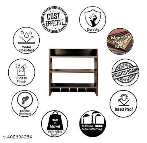 Wooden 4-tier kitchen rack, handcrafted Indian furniture