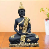 Resin sitting Buddha idol statue, 6cm x 19cm x 13cm, Indian home decor gift